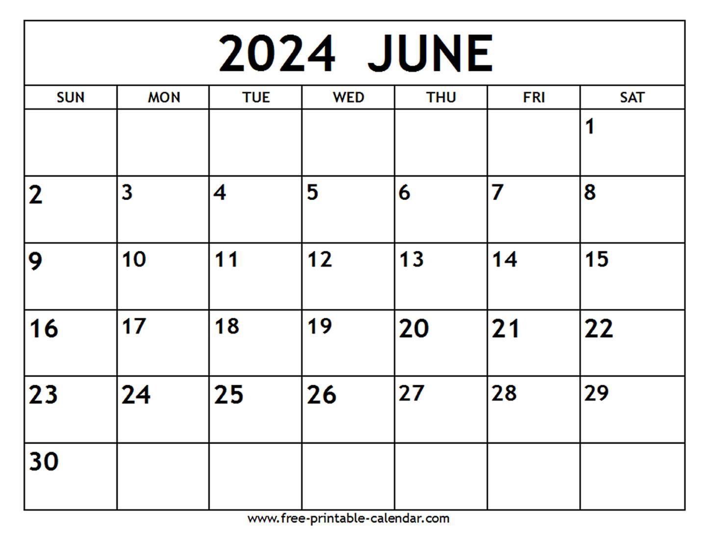 June 2024 Calendar - Free-Printable-Calendar | June Calendar 2024 Printable Free