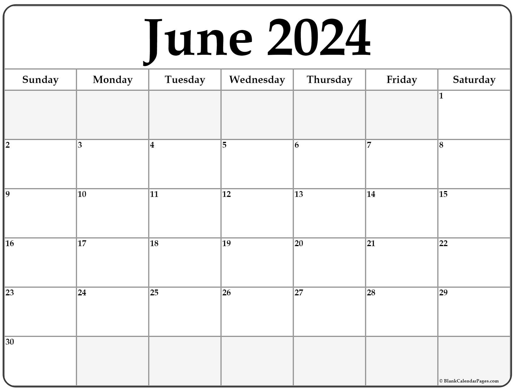 June 2024 Calendar | Free Printable Calendar | Show Me A Calendar For June 2024