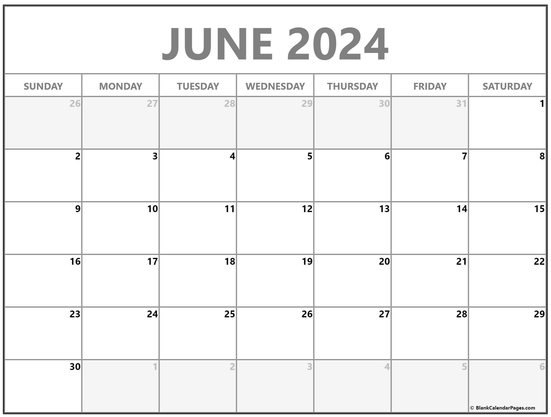 June 2024 Calendar | Free Printable Calendar | Show Me A Calendar For June 2024