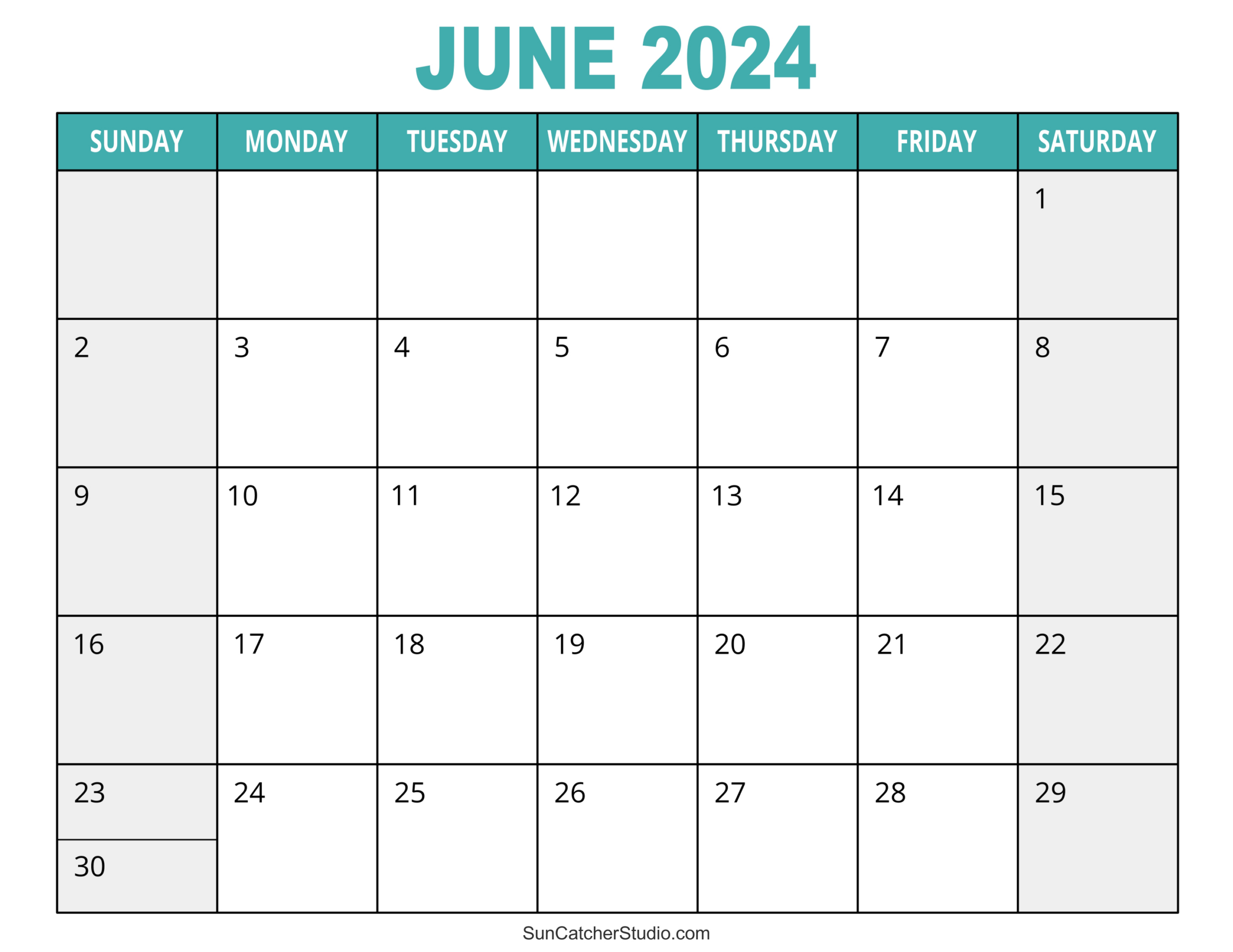 June 2024 Calendar (Free Printable) – Diy Projects, Patterns | Blank Printable June 2024 Calendar