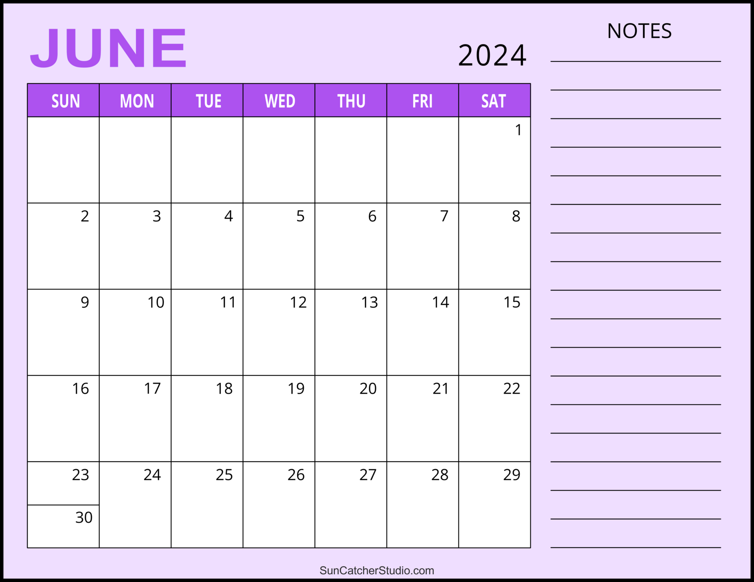 June 2024 Calendar (Free Printable) – Diy Projects, Patterns | Calendar 2024