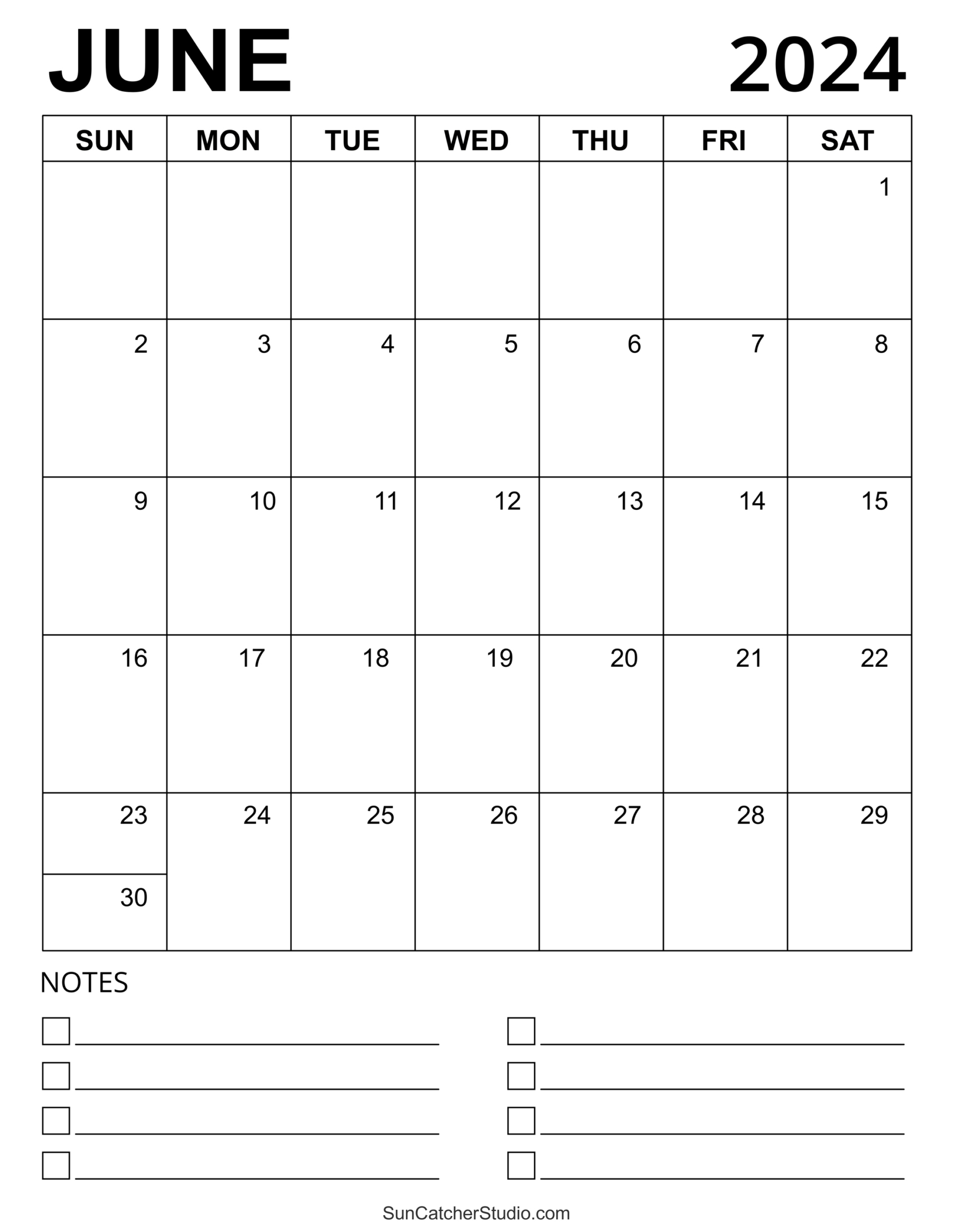 June 2024 Calendar (Free Printable) – Diy Projects, Patterns | Calendar 2024