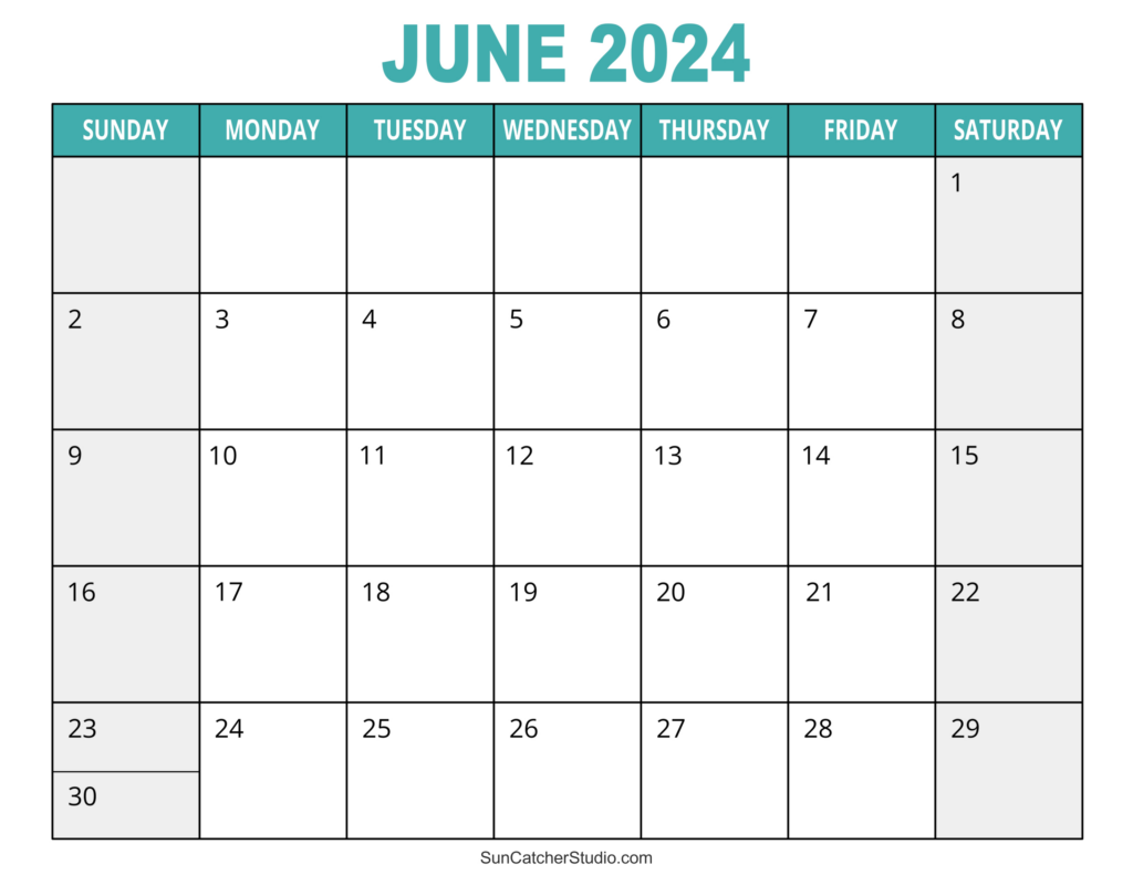 June 2024 Weekly Calendar Printable 