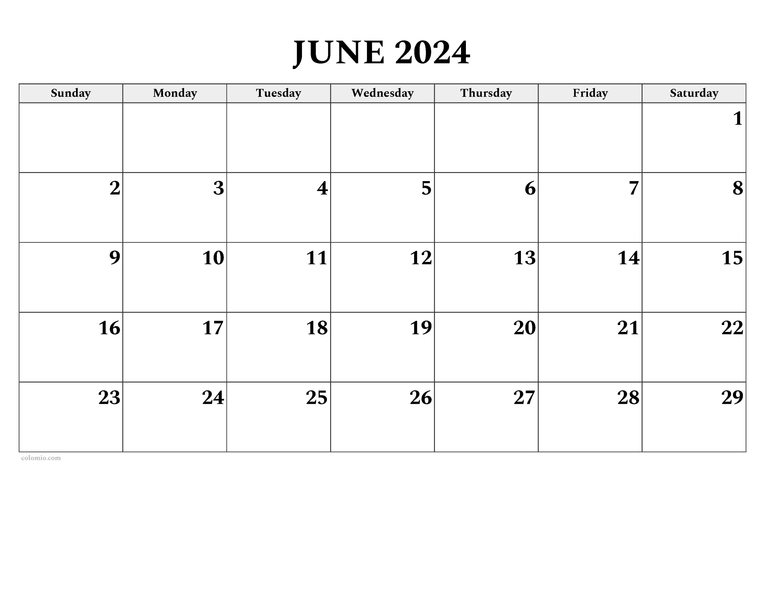 June 2024 Calendar | Free Printable Pdf, Xls And Png | Calendar 2024