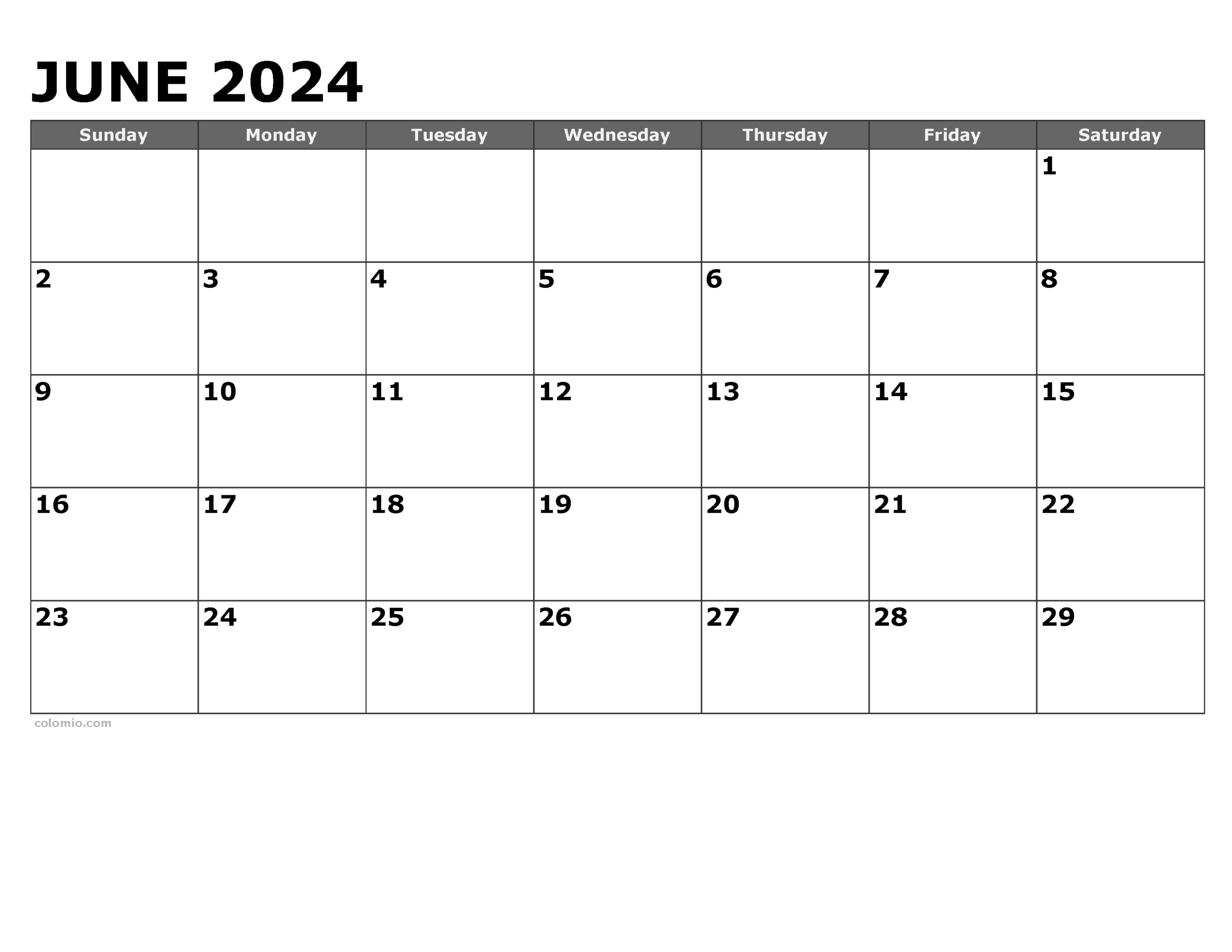 June 2024 Calendar | Free Printable Pdf, Xls And Png | Free Printable Calendar June 2024