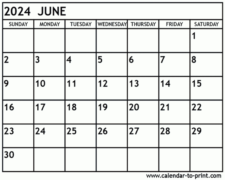 June Calendar 2024 Printable Free | Calendar 2024