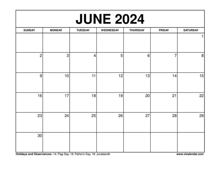 2024 June Calendar With Holidays | Calendar 2024