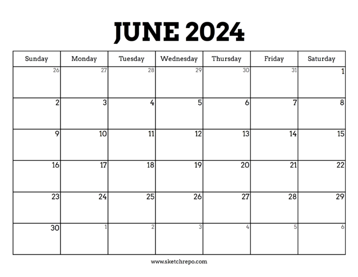 Calendar For June 2024 Printable | Calendar 2024