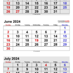 June 2024 Calendar | Templates For Word, Excel And Pdf | Calendar For May June And July 2024