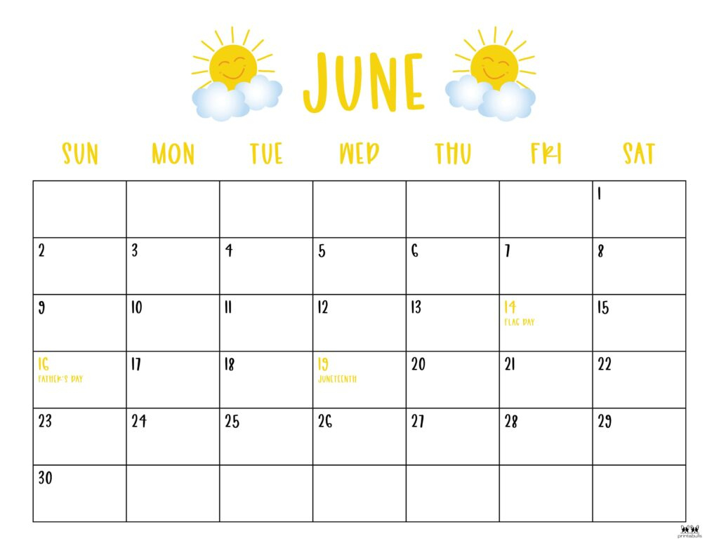 June 2024 Calendars - 50 Free Printables | Printabulls | Calendar For June 2024 With Holidays