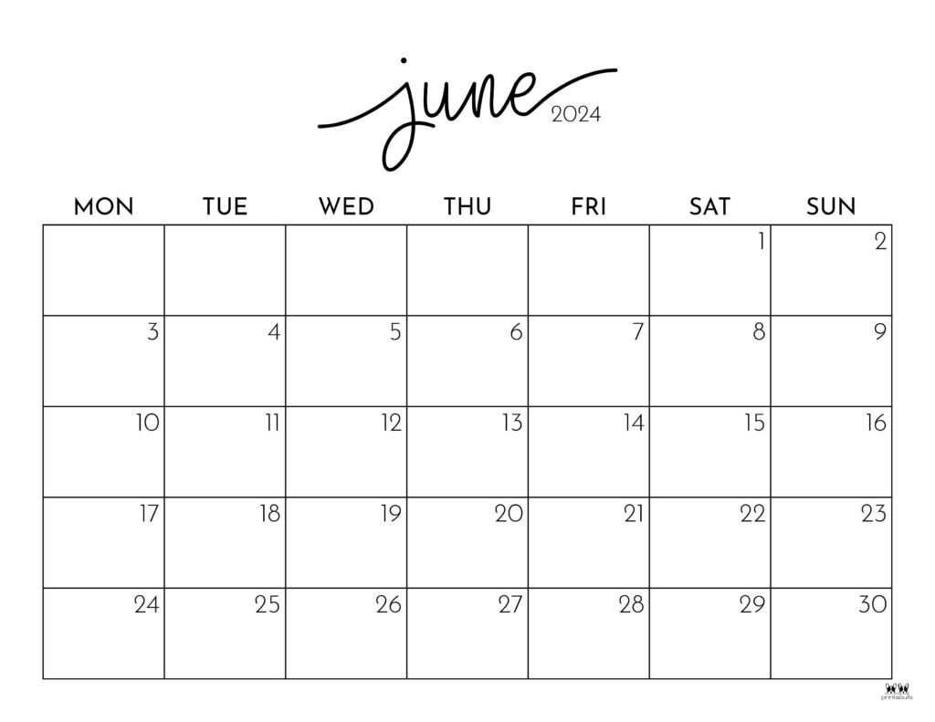 June 2024 Calendars - 50 Free Printables | Printabulls | Calendar May And June 2024