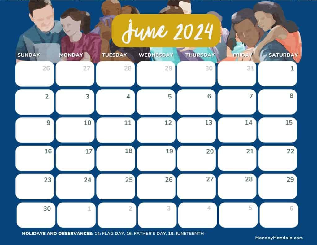 June 2024 Calendars (52 Free Pdf Printables) | June 2024 Calendar Father&amp;#039;S Day