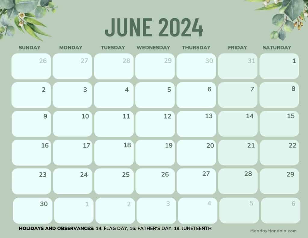 June 2024 Calendars (52 Free Pdf Printables) | Show Me Calendar For June 2024