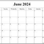 June 2024 Monday Calendar | Monday To Sunday | Blank Printable June 2024 Calendar