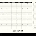 June 2024 Monthly Desk Pad Calendar Week Starts From Sunday, Size |  Calendar 2024