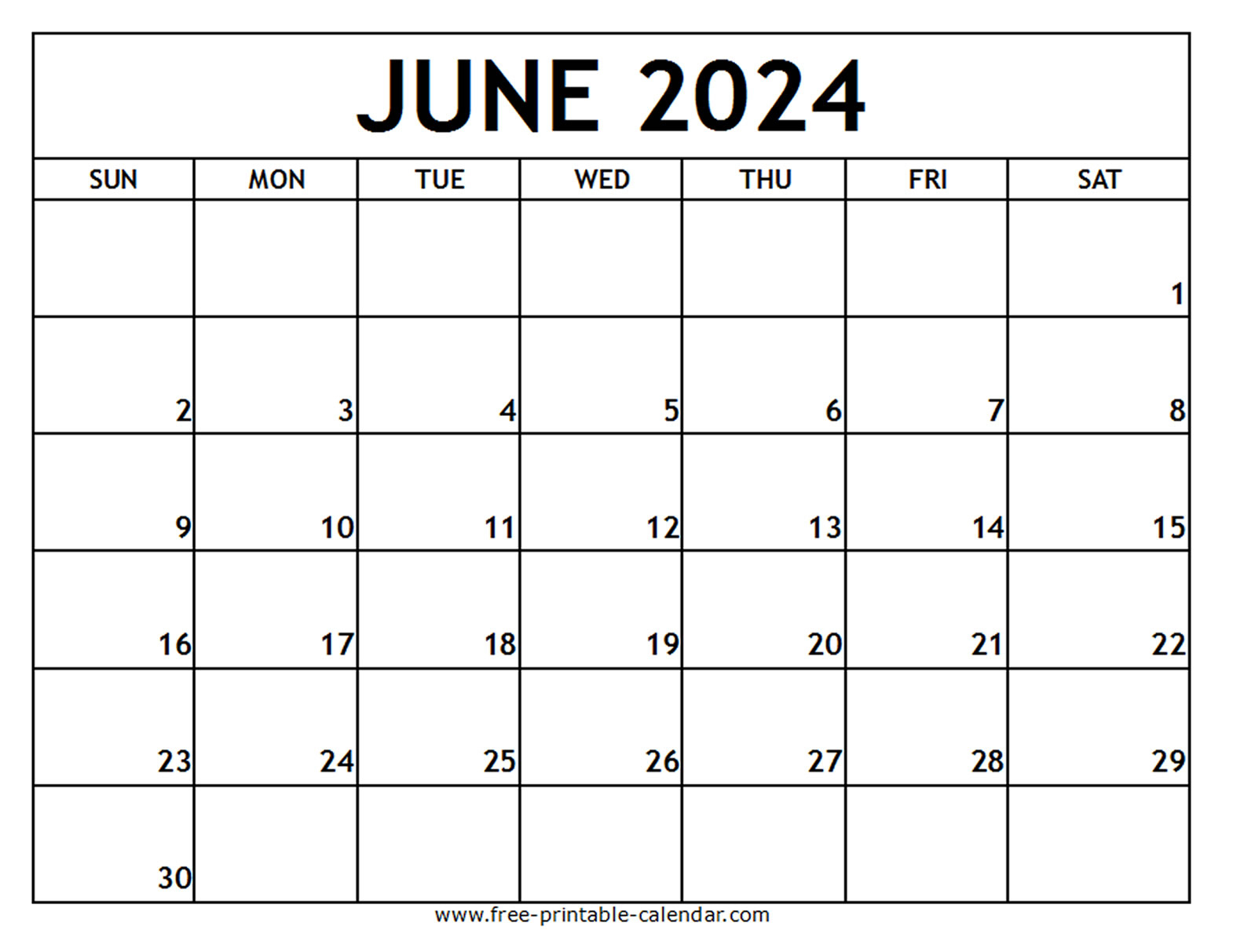 June 2024 Printable Calendar - Free-Printable-Calendar | Free Editable June 2024 Calendar