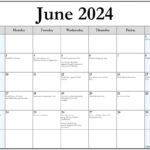 June 2024 With Holidays Calendar |  Calendar 2024