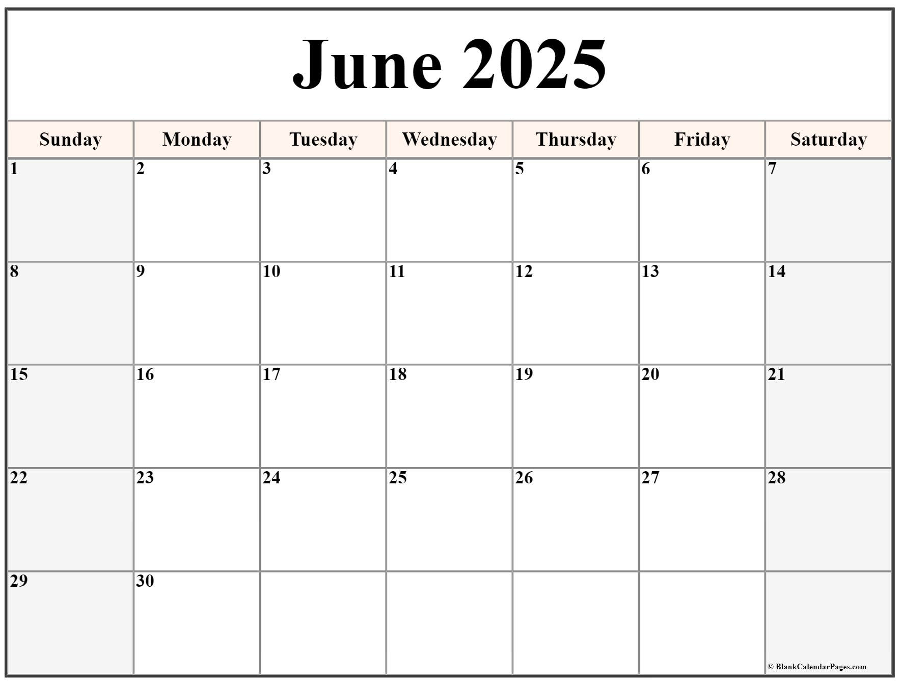 June 2025 Calendar | Free Printable Calendar | August 2024 - June 2025 Calendar