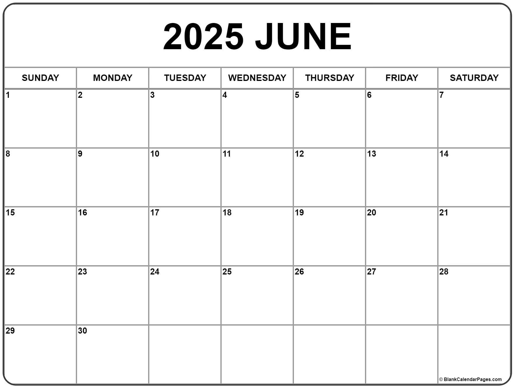 June 2025 Calendar | Free Printable Calendar | June 2024 - June 2025 Calendar