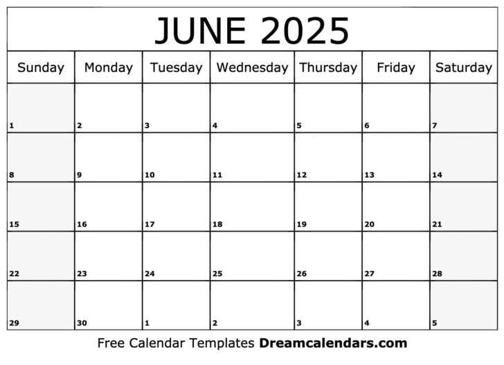 Month of June 2025 Calendar | Calendar 2024