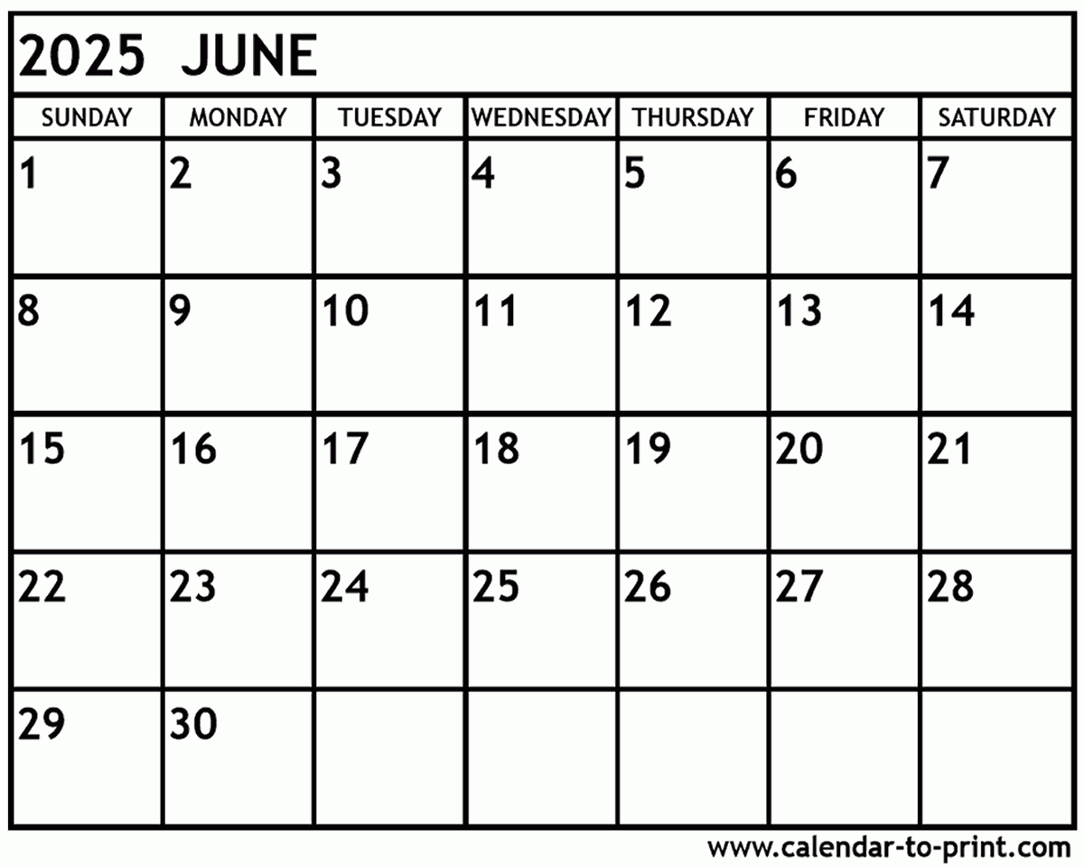 June 2025 Calendar Printable | Calendar 2024