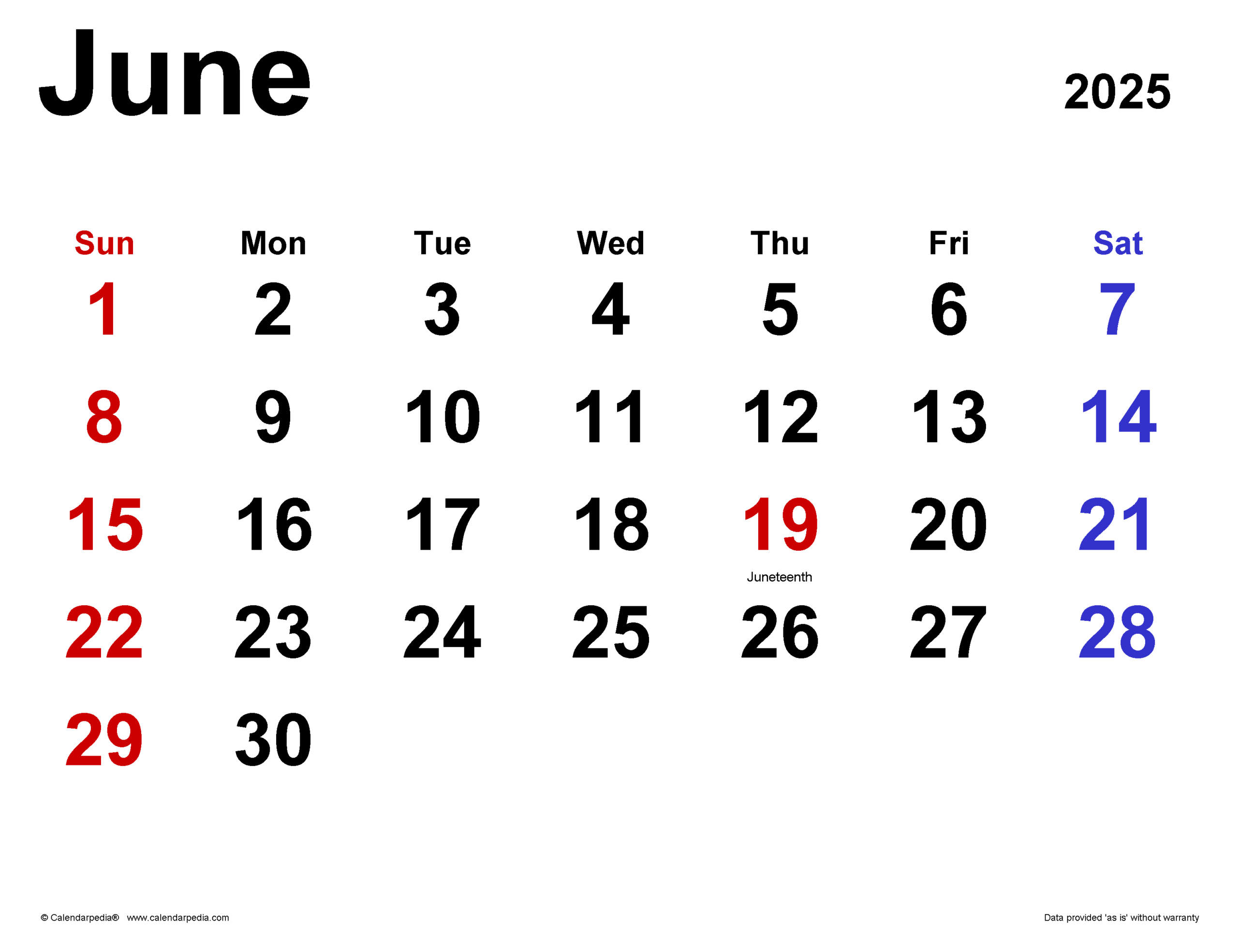 June 2025 Calendar | Templates For Word, Excel And Pdf | Month of June 2025 Calendar