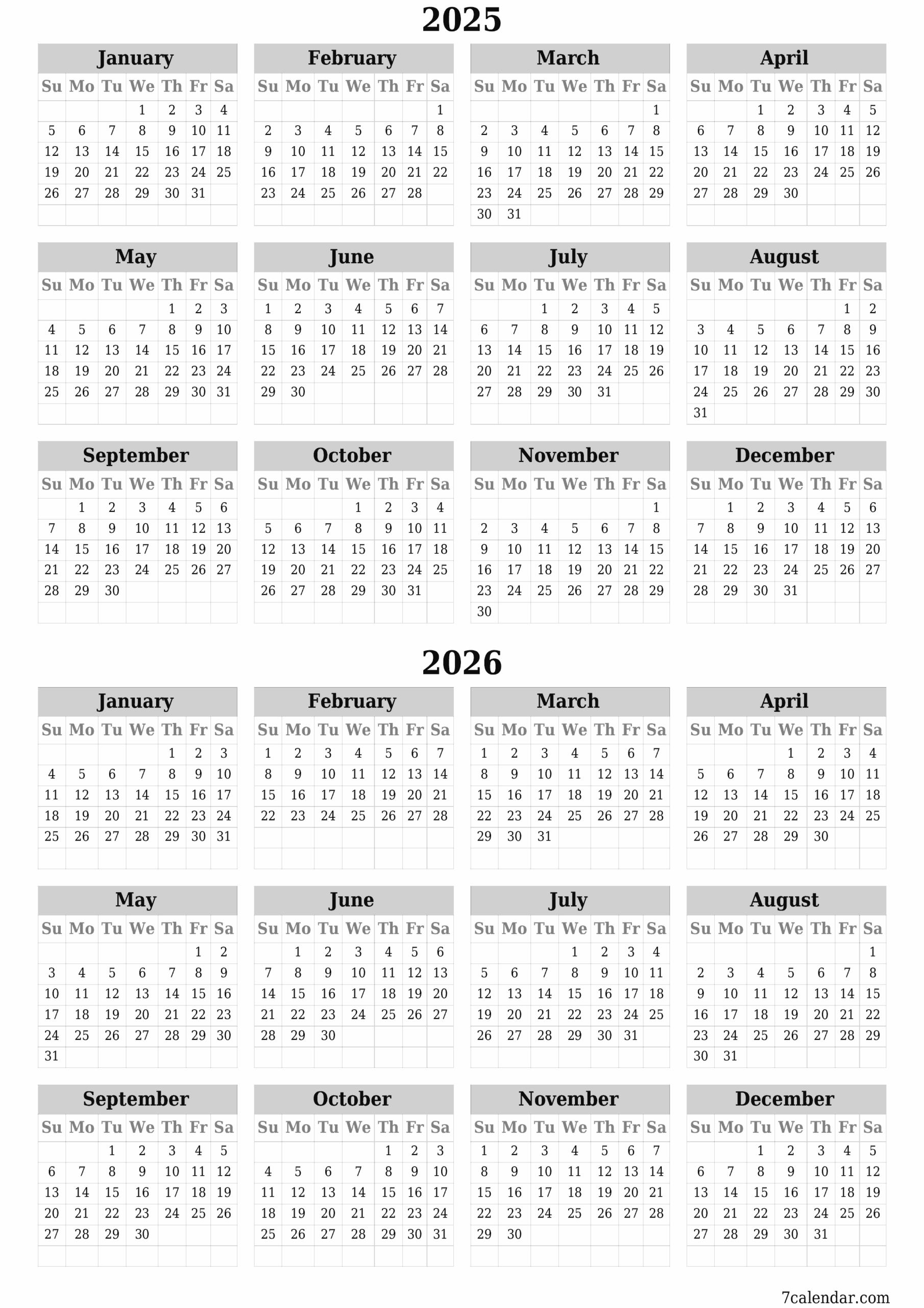 June Calendar 2025 Printable Template - 7Calendar | June 2024 - June 2025 Calendar