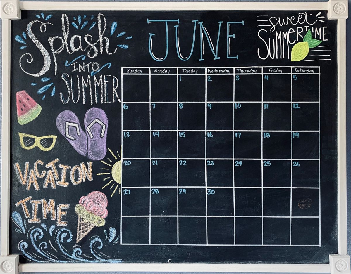 June Chalkboard Calendar 2021 In 2024 | Chalkboard Calendar, Dry | Calendar 2024