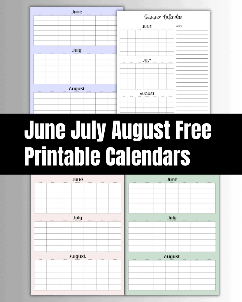 June July August 2024 Calendar (Free Printable) - The Clever Heart | Free Printable Calendar June July August 2024