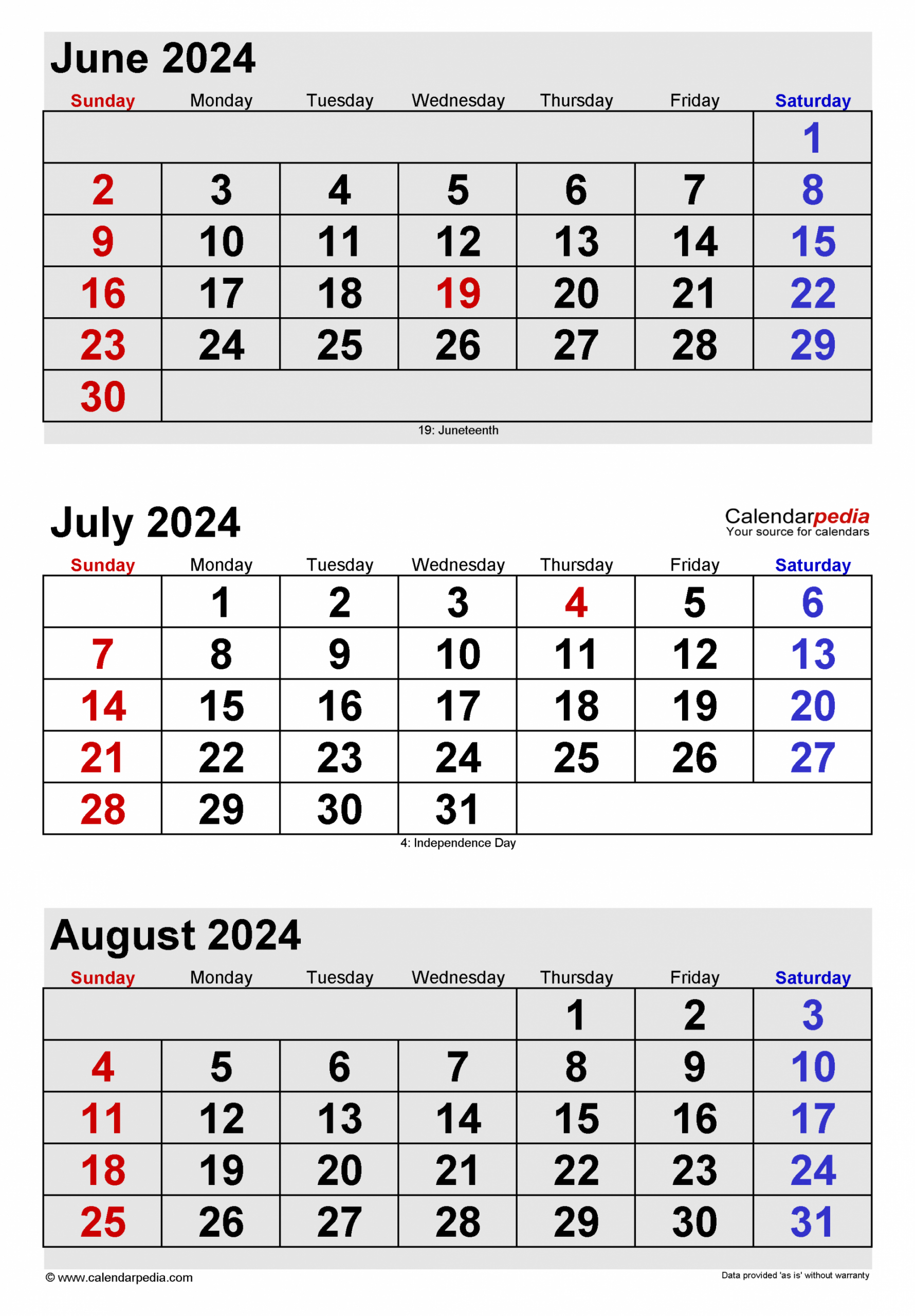 June-July-August Calendar 2024 In 2024 | August Calendar, July | Calendar 2024