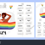 Kalenderlayout Für 2024. Frauen Haben Sex.: Stock Vektorgrafik | June Lgbt Pride Month Calendar 2024