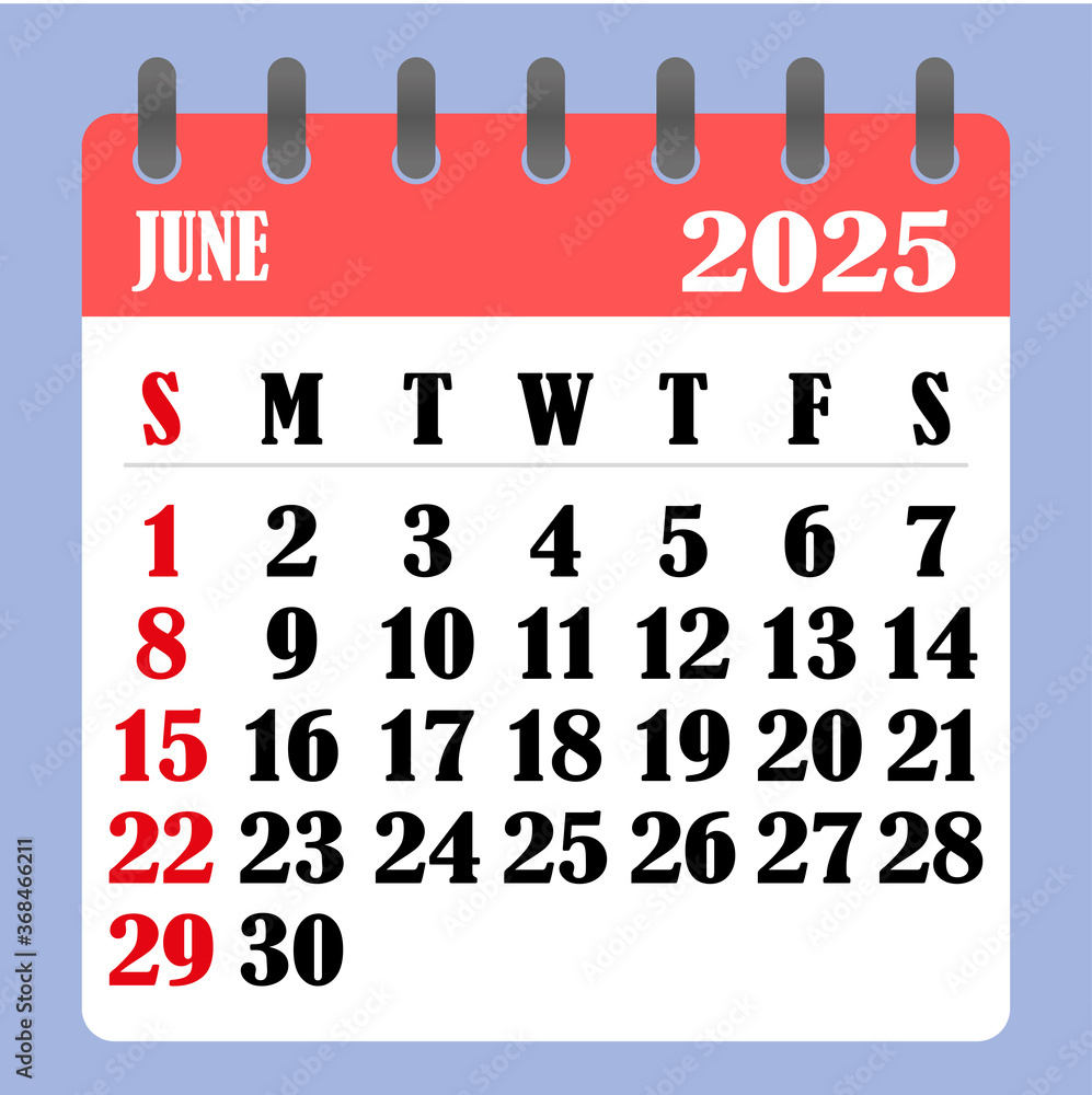 Letter Calendar For June 2025. The Week Begins On Sunday. Time | Month of June 2025 Calendar