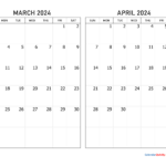 March And April 2024 Calendar | Calendar Quickly | March April May June 2024 Calendar