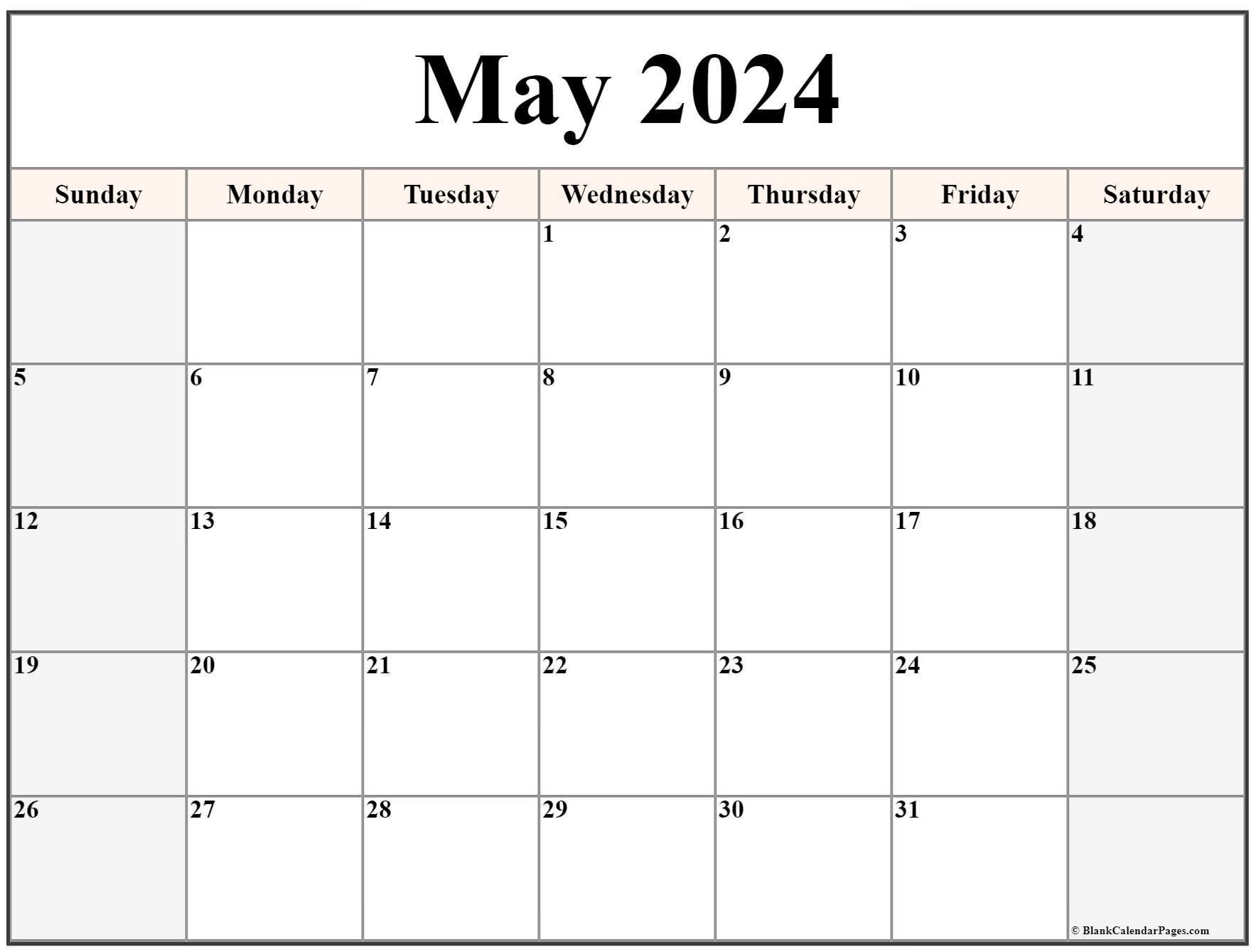 May 2024 Calendar | Free Printable Calendar | Blank Calendar May and June 2024