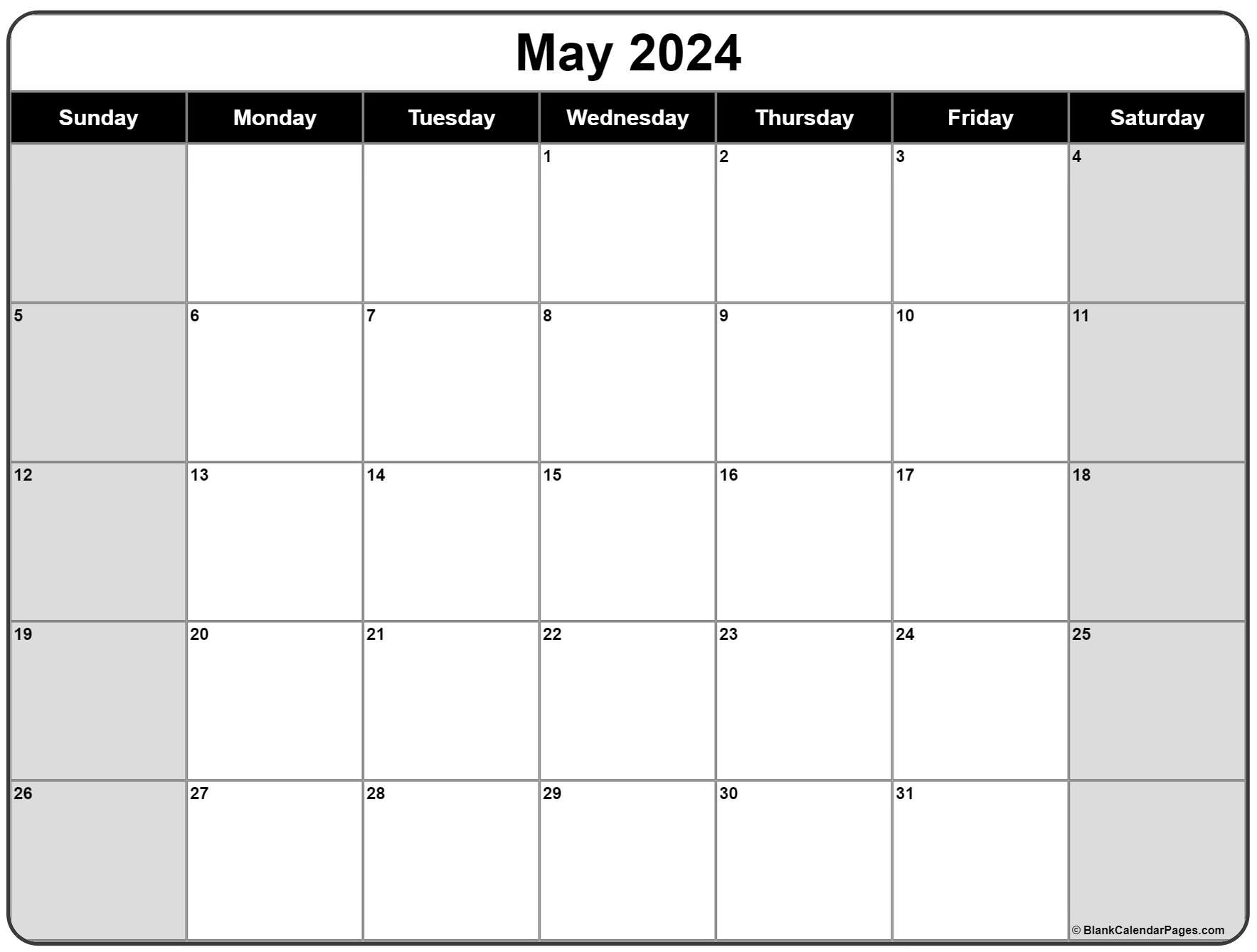 May 2024 Calendar | Free Printable Calendar | Printable Calendar For May and June 2024