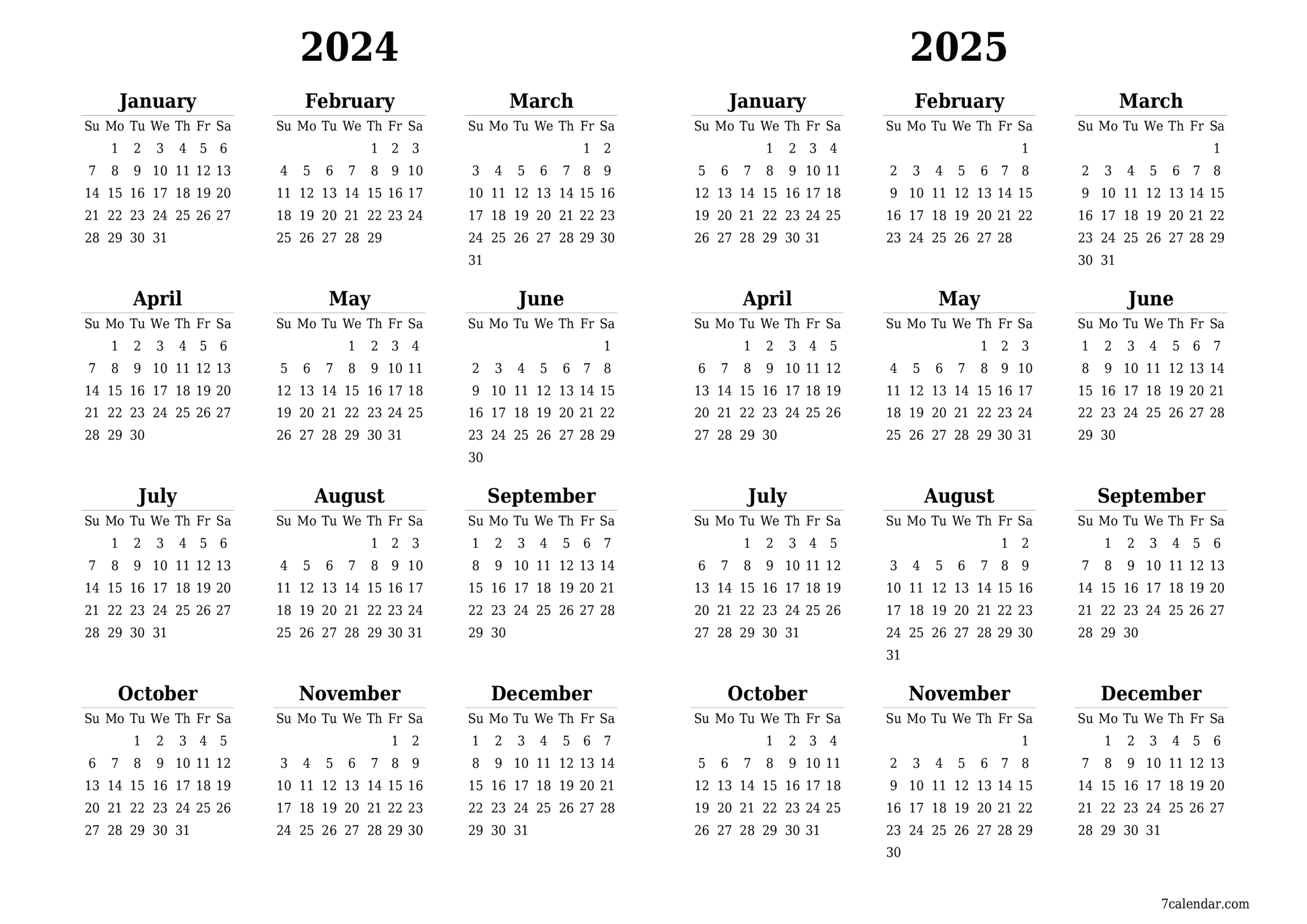 May Calendar 2024 Printable Template - 7Calendar | June 2024 To December 2025 Calendar