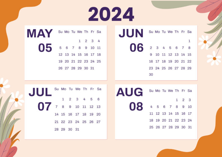 May June July August Calendar 2024 | Calendar 2024