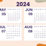 May To August 2024 Calendar Template   Edit Online & Download | May June July August 2024 Calendar