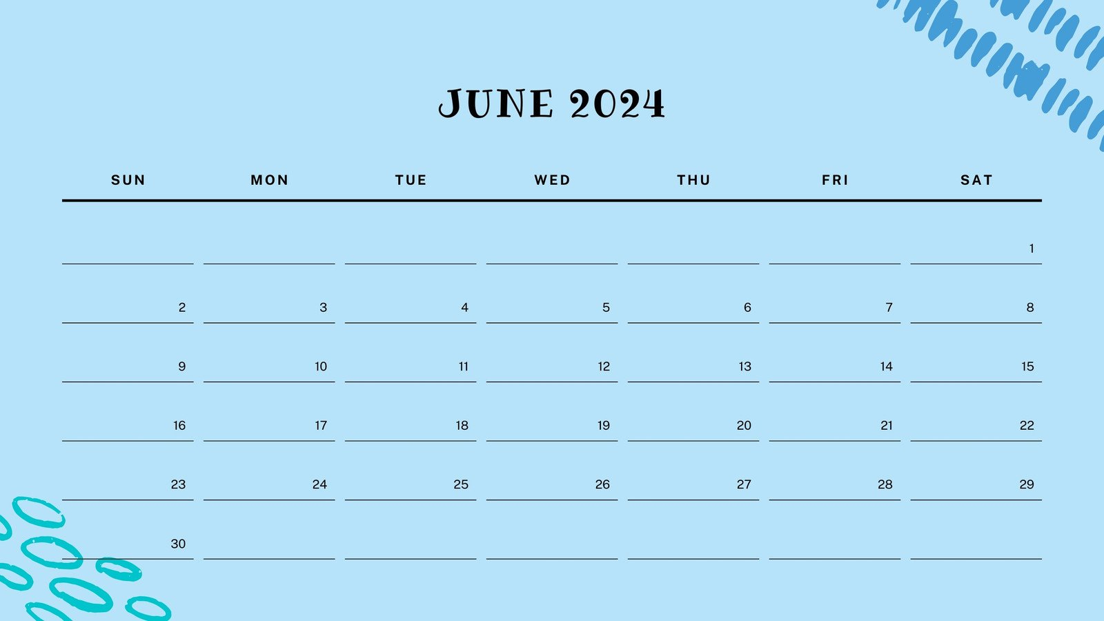 Page 2 - Free Printable, Custom June 2024 Calendar Templates | Canva | June 2024 Calendar General Blue