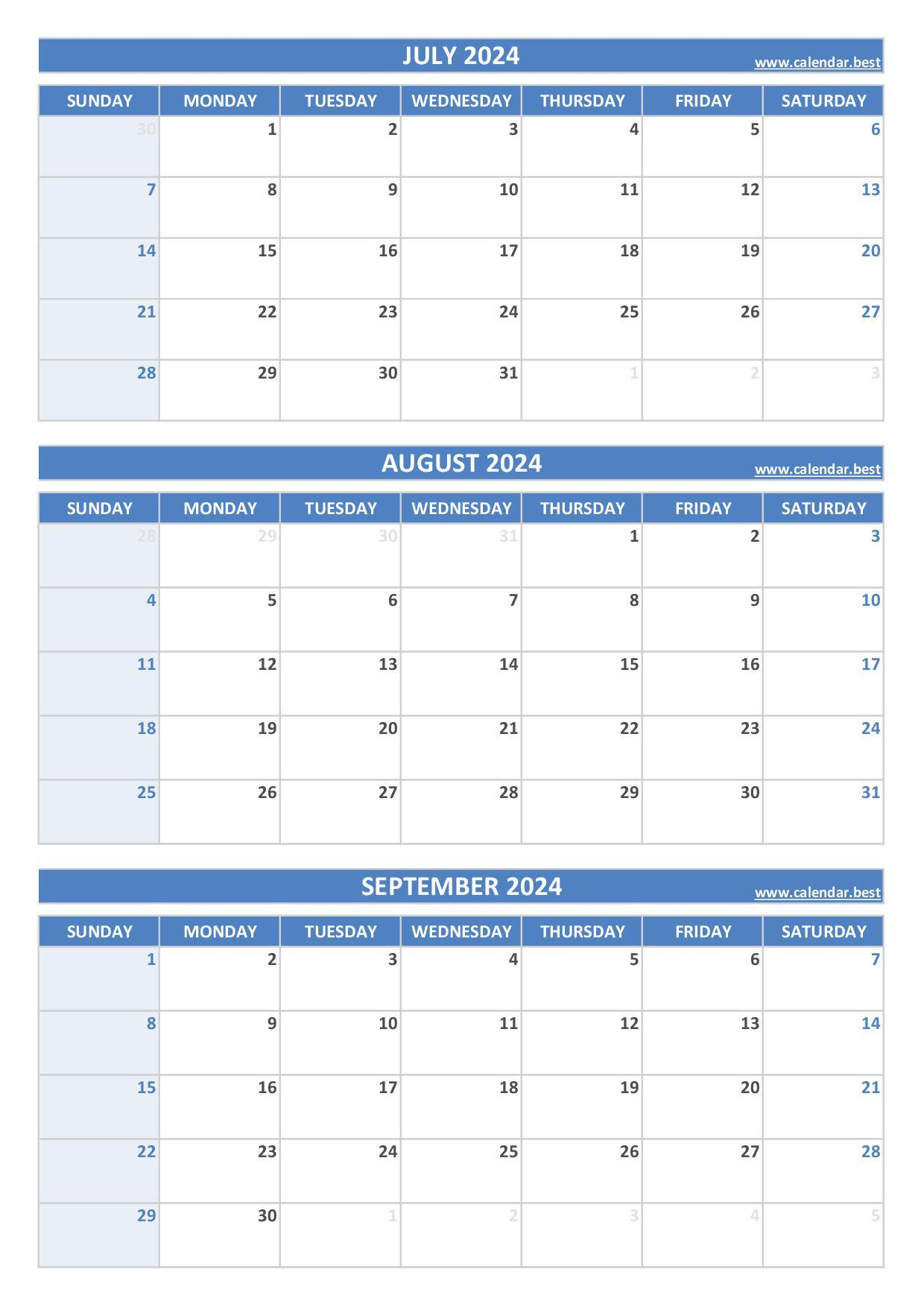 Printable 3Rd Quarter 2024 Calendar | Calendar 2024