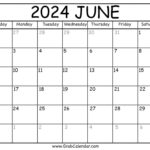 Printable June 2024 Calendar | A Calendar For The Month Of June 2024