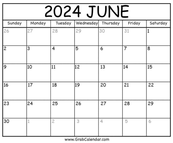 Print Calendar For June 2024 | Calendar 2024