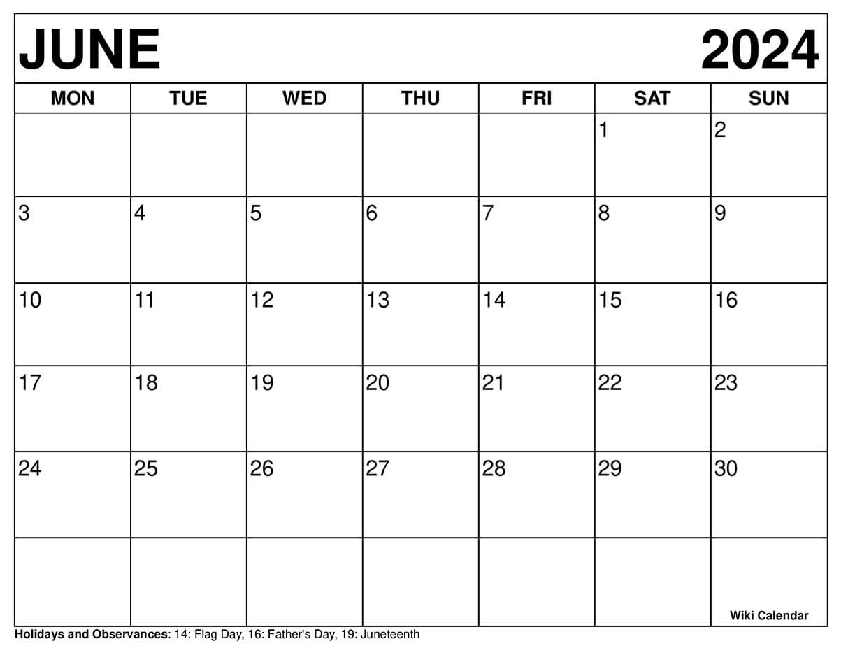 Printable June 2024 Calendar Templates With Holidays | Calendar 2024