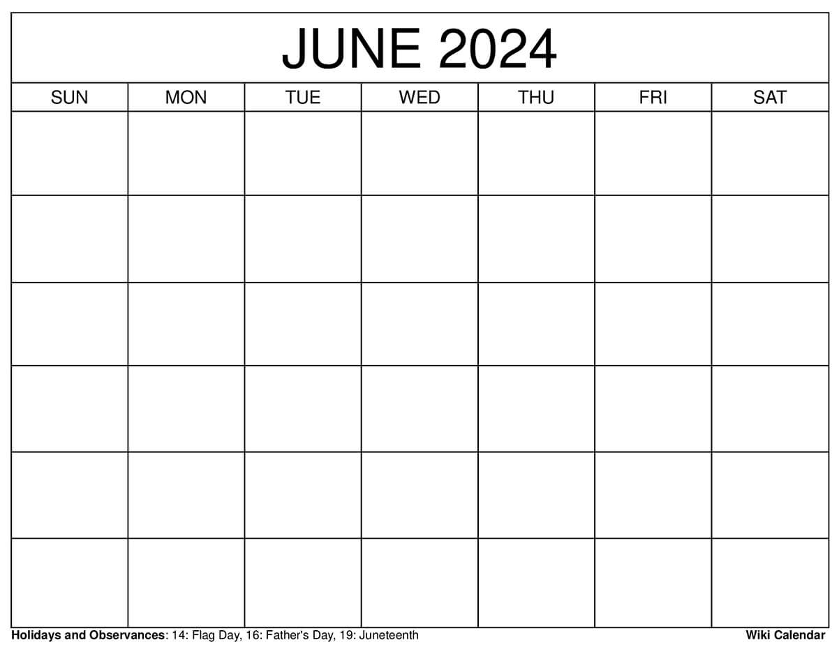 Printable June 2024 Calendar Templates With Holidays | Calendar 2024