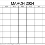 Printable March 2024 Calendar Templates With Holidays | Free Calendar Template June 2024