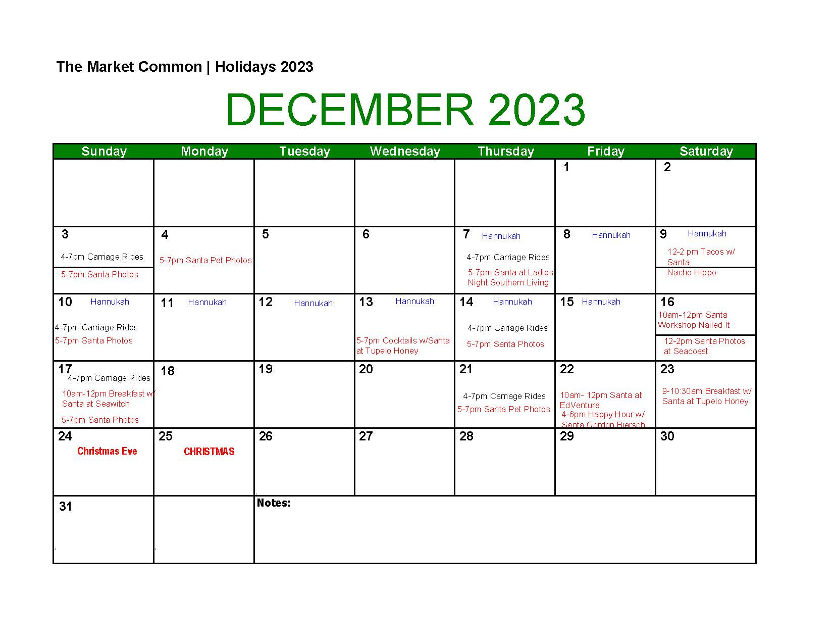 Printable Pdfs Of Monthly Events | Market Common Myrtle Beach | Calendar 2024