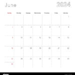 Simple Wall Calendar For June 2024 With Dotted Lines. The Calendar |  Calendar 2024