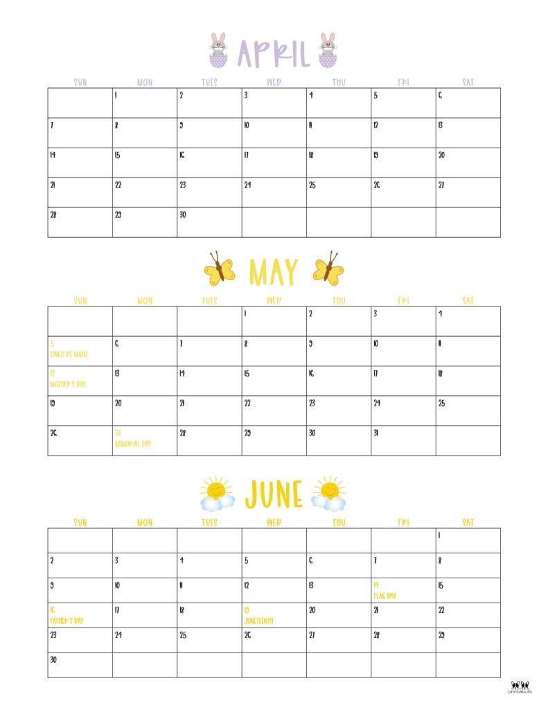 Three Month/Quarterly Calendars - 36 Free Calendars | Printabulls | 3 Month Calendar 2024 June July August