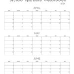 Three Month/Quarterly Calendars   36 Free Calendars | Printabulls | April May June 2024 Calendar