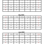 Three Months Calendar Printable Pdf 2024 | 3 Month Calendar May June July 2024